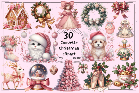 30 Coquette Christmas Clipart: Festive Elegance for Your Designs