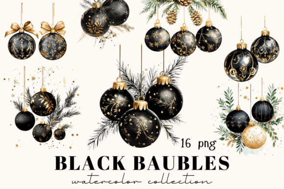Black Christmas Baubles Clipart: A Modern Design Solution