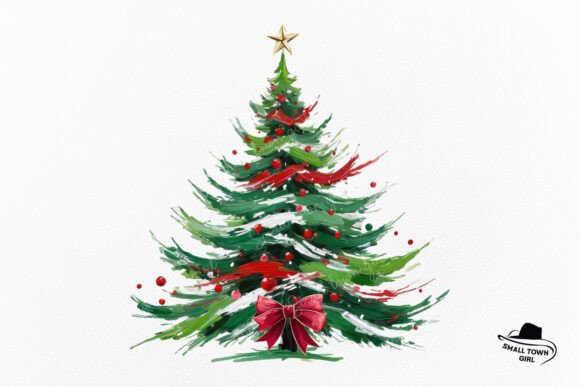 Brushstroke Coquette Christmas Tree Bow: Your Festive Design Solution