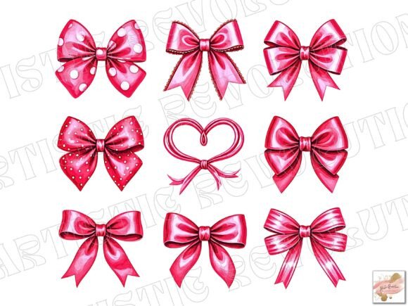 Elevate Your Designs with Pink Valentine Coquette Bows PNG