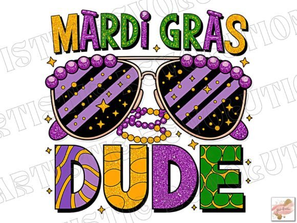 Glitter Mardi Gras PNG: Mardi Gras Dude Design