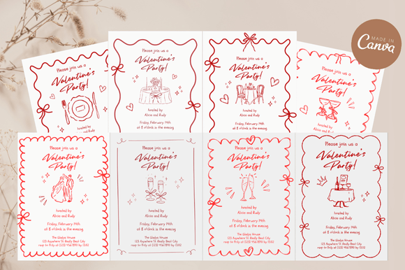 Handdrawn Valentine's Invitations: A Creative Canva Bundle