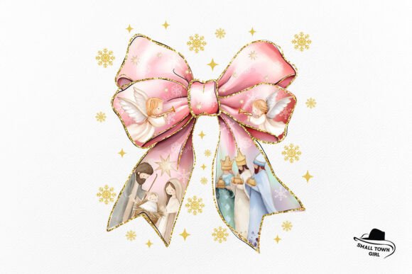 Pink Baby Jesus Christmas Coquette Bow: A Festive Display Typeface