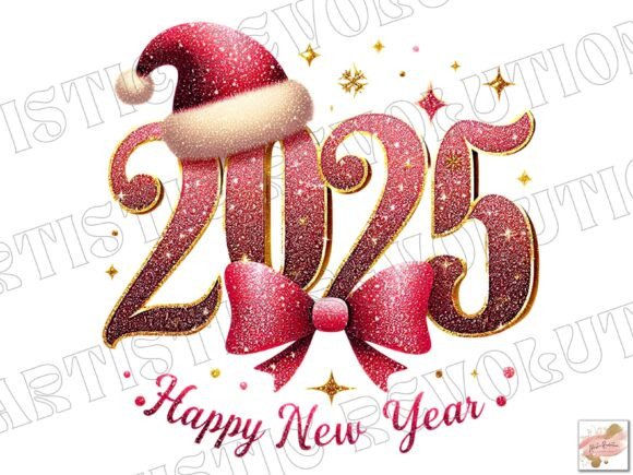 Pink Coquette Happy New Year 2025 PNG: Sparkle Your Designs