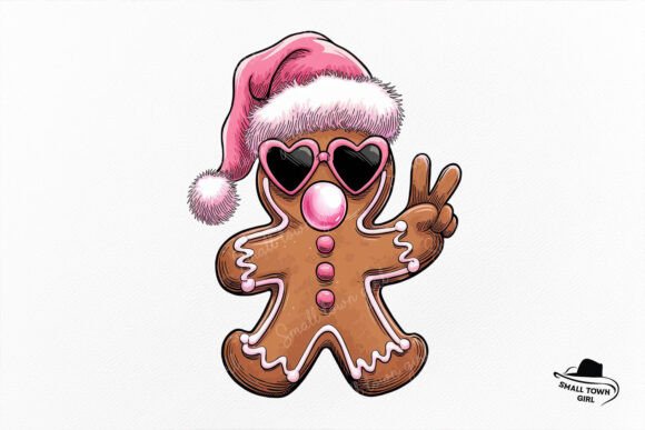 Retro Gingerbread Bubble Pink Christmas: A Sweet Design Asset