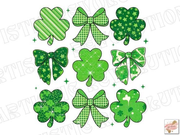 St Patrick's Day Coquette Png: Clover & Lucky Shamrock Graphics