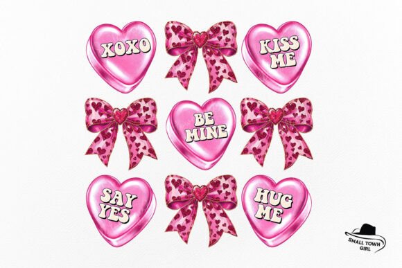 Using Pink Valentine Candy Heart Bow Coquette