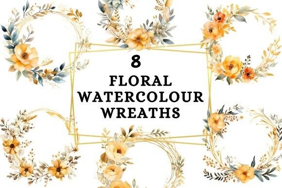 Yellow Watercolour Wreaths: Handcrafted Charm for Modern Design